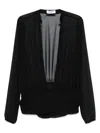 Attico Black Blouse With Deep Neckline In Black