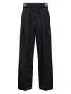 Attico Black Virgin Wool Tailored Trousers With Logo Buckles In Black
