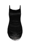 Attico Asymmetric Hem Mini Dress With Charleston Effect In Black