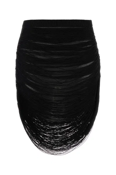 ATTICO BLACK VISCOSE BLEND MINISKIRT