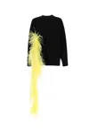 Attico Blanche Feather Trim Sweater In Black Viscose In 166