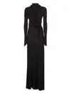 Attico Black Viscose Crepe Long Dress