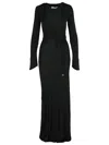 Attico Abito Lungo In Crepe Nero Donna In Black