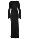 Attico Abito Lungo In Crepe Nero Donna In Black
