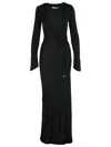 Attico Abito Lungo In Crepe Nero Donna In Black