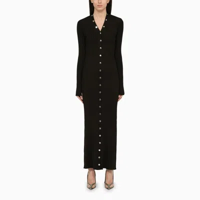 Attico Long Cardigan Dress In Black
