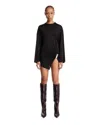 Attico Mini Dress With Distinctive Curling Detail And Logo In Black
