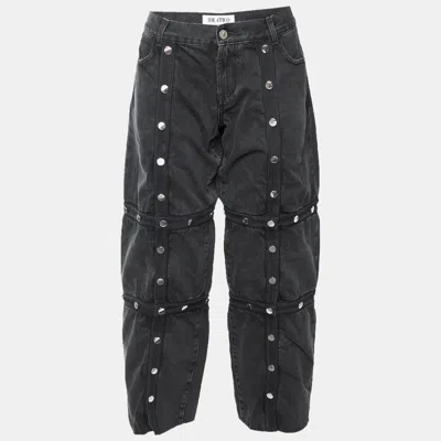 Pre-owned Attico Black Washed Cotton Button Detail Deconstructed Jeans M