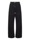 Attico Garment-dyed Cotton Denim Jeans In Black