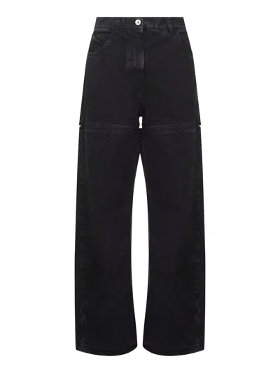 Attico Black Washed Denim Cut-out Jeans
