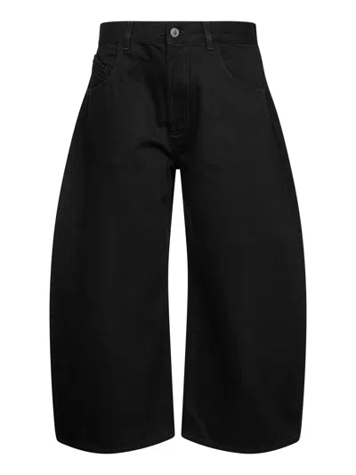 Attico Wide-leg Denim Cotton Trousers In Black
