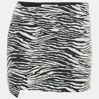 Pre-owned Attico Black White/black Zebra Jacquard Wrap Mini Skirt S