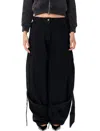 Attico Black Wide Leg Denim Jeans In Black