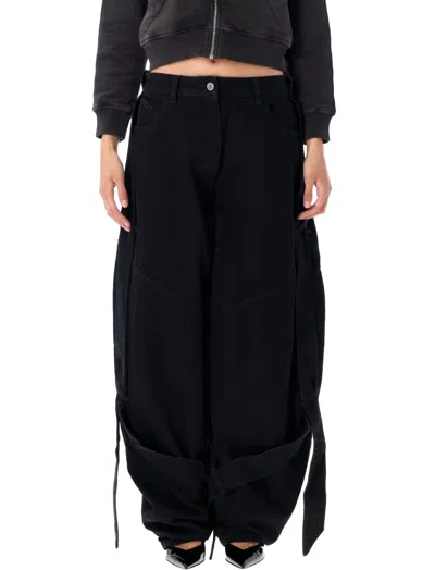 Attico Black Wide Leg Denim Jeans