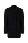 Attico Gabardine Single Breasted Blazer In Black