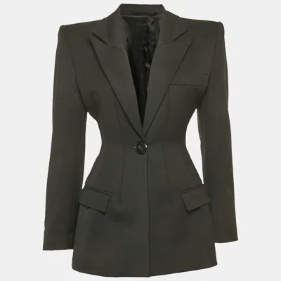 Pre-owned Attico Black Wool Gabardine Tailored Blazer Xs