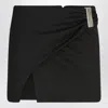 Attico Womens Black Wrap Midi-waist Stretch-wool Mini Skirt In Black