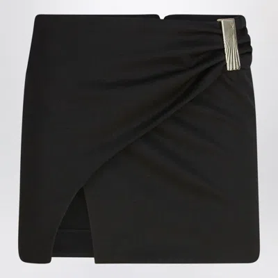 ATTICO BLACK WOOL MINI SKIRT