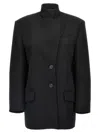 Attico Gabardine Single Breasted Blazer In Black