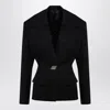 Attico Black Wool Single-breasted Jacket With Epaulettes In Black