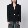 Attico Black Wool Single-breasted Jacket With Epaulettes In Black