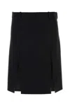 Attico Virgin Wool Midi Skirt In Black