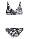 ATTICO BLACK ZEBRA-PRINT TWISTED BIKINI