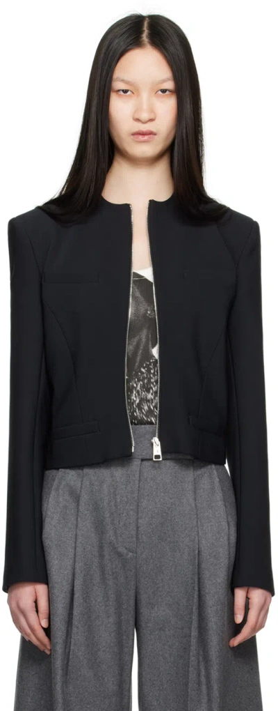 Attico Zip-fastening Cropped Jacket In Black