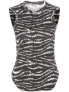 Attico Zebra Print Form-fitting Sleeveless Tank Top In Blackwhite