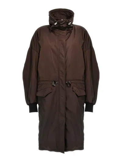 Attico Long Windbreaker In Brown