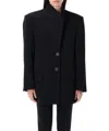 Attico Relaxed Fit One And A Half Breasted Blazer In Black