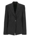 Attico Glen Pinstriped Blazer In Black