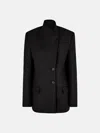 Attico Gabardine Single Breasted Blazer In Black