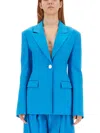 Attico Single-breasted Wool Blazer In Blue