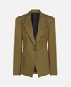 Attico Tailored Gabardine Jacket With Unique Tie Detail In Green