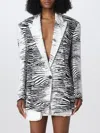 Attico Glen Single-breasted Animal-print Blazer In White