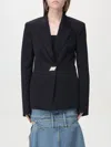 Attico Black Wool Single-breasted Jacket With Epaulettes In Schwarz