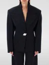 Attico Black Wool Single-breasted Jacket With Epaulettes In Schwarz