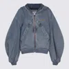 Attico Hooded Ribbed Cuffs Hem Jacket In Blue