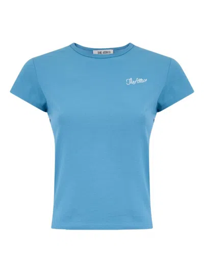 ATTICO BLUE CREWNECK LOGO T-SHIRT