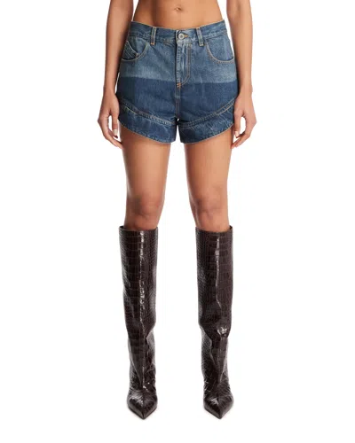 Attico Blue Denim Cut-out Shorts