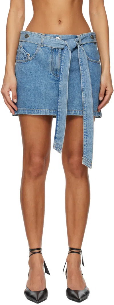 Attico Blue Denim Miniskirt