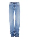 Attico Blue Jeans With Extra Long Leg And Logo Embroidery On The Rear In Denim Woman In Blue
