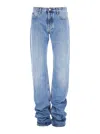 Attico Blue Jeans With Extra Long Leg And Logo Embroidery On The Rear In Blu