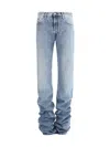 Attico Blue Jeans With Extra Long Leg And Logo Embroidery On The Rear In Denim Woman In Blue