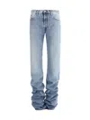 Attico Blue Jeans With Extra Long Leg And Logo Embroidery On The Rear In Denim Woman In Blue