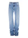 Attico Blue Jeans With Extra Long Leg And Logo Embroidery On The Rear In Denim Woman In Blue