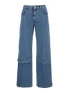 Attico Blue Jeans With Logo Detail On The Pocket And Logo Patch On The Rear In Denim Woman In Blue