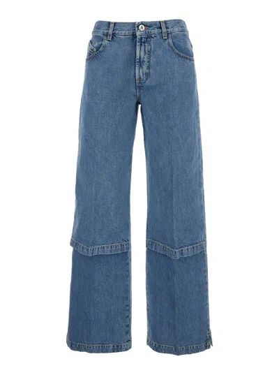 Attico Blue Jeans With Logo Detail On The Pocket And Logo Patch On The Rear In Denim Woman