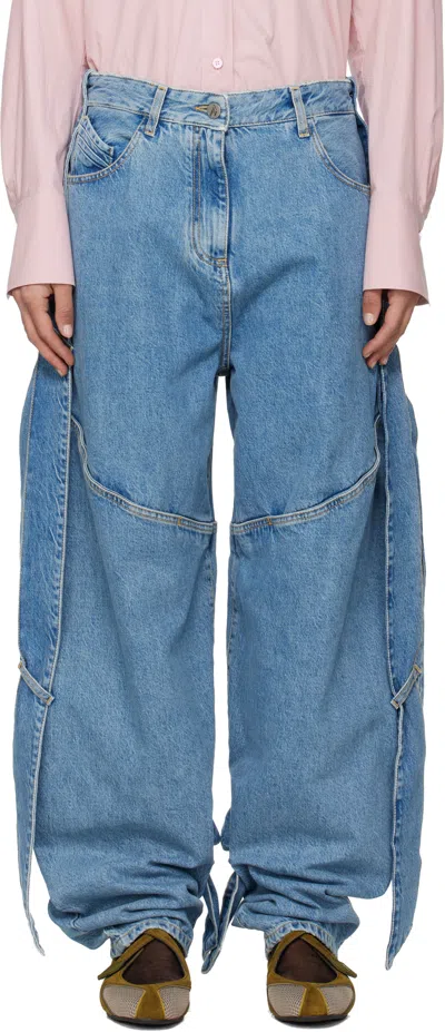 Attico Blue Long Jeans In Multi